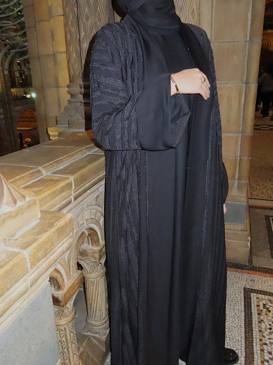 Striped Sheer 4 Piece Abaya Set