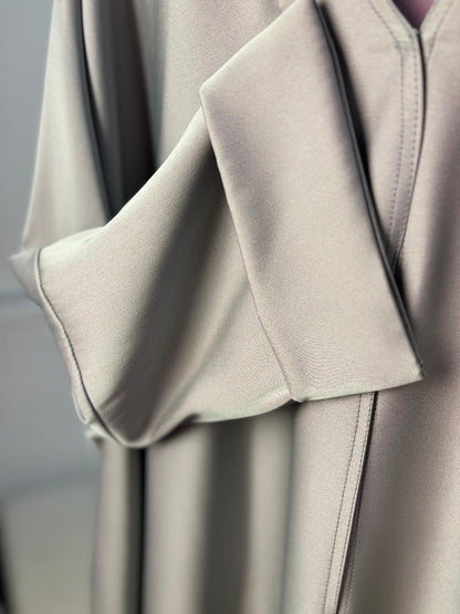 Grey and Purple Two Tone Batwing Abaya Set